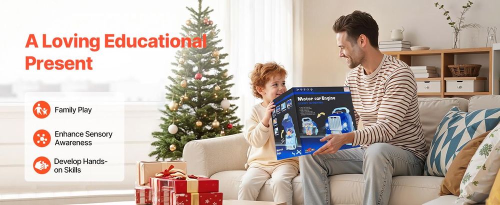 VEVOR Motor Spielzeug, 60 Teile, Kinder Mechaniker Auto Reparatur Set mit abnehmbaren Teilen, Lichtern und Geräuschen, Lenkrad und Hupe, Kinder Mechaniker Werkstatt Set für Kleinkinder ab 3 Jahren, Blau, Blau