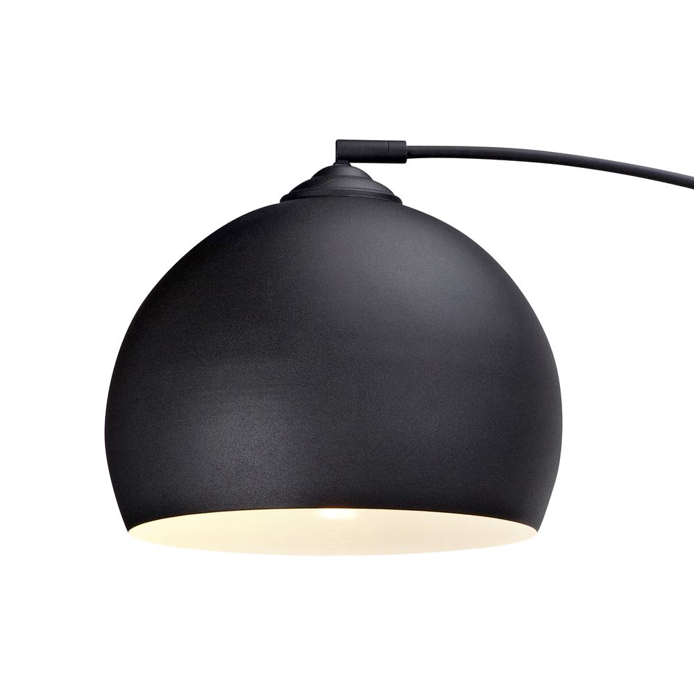 Teamson Home Arquer Gewölbt Gebogen Stehende LED-Stehlampe mit Glockenschirm und Marmorsockel, Moderne Beleuchtung in Schwarz für Wohnzimmer, Schlafzimmer oder Esszimmer