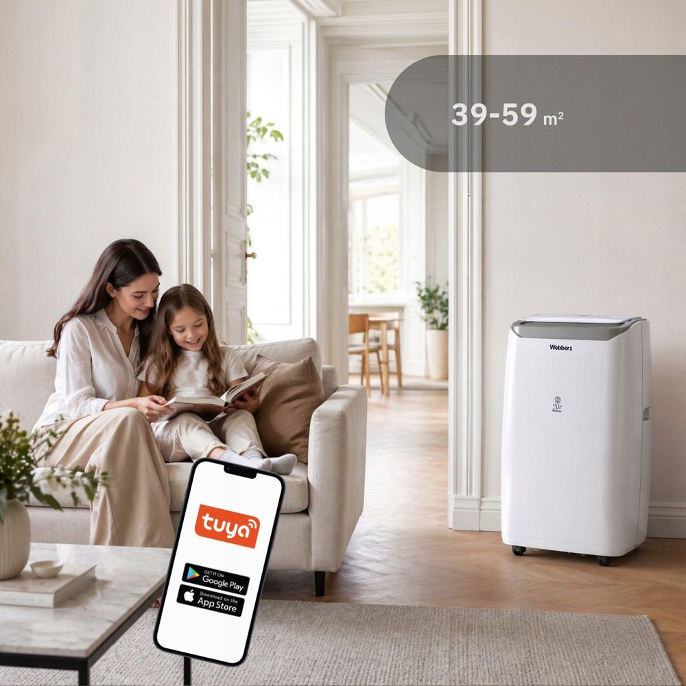 Klimatizácia Webber 16 000 BTU 4 v 1 s Wi-Fi, funkciou kúrenia a odvlhčovačom vzduchu pre priestory do 59 m²