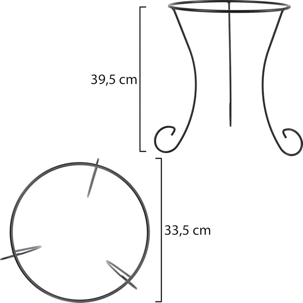 KADAX Blumentopfständer, Pflanzenständer aus Stahl, wetterfester Blumenständer für Innen- und Außenbereiche, Balkon, Terrasse, Garten, Pflanzenhalter, Blumentopf-Halter, schwarz (rund, hoch)