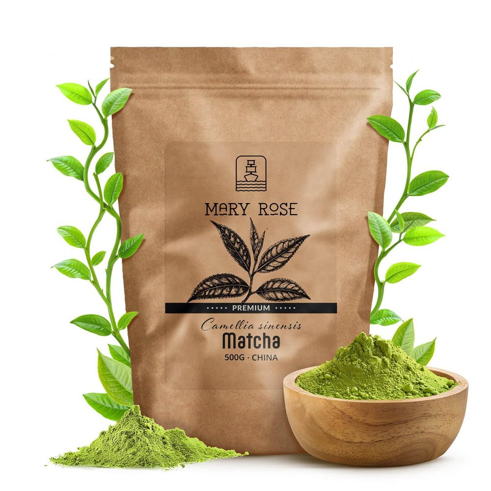 Mary Rose – Matcha Tee Premium Pulver 500g – Hochwertiges Grüner Tee aus Hangzhou – Frühlingsernte – Sanftes Umami – Cremiger, Milder Geschmack"