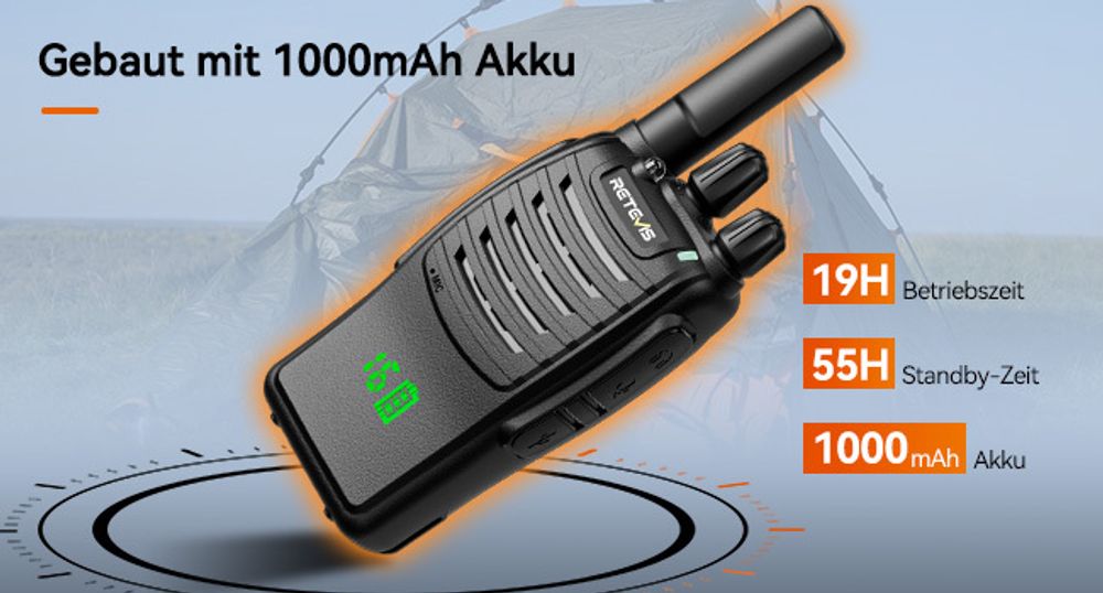 Retevis H777H Funkgeräte, Verstecktes Display mit LED, EIN-klick-Pairing, USB-C, VOX, Walkie Talkie Set für Schule, Hersteller (10 Stück, Schwarz)