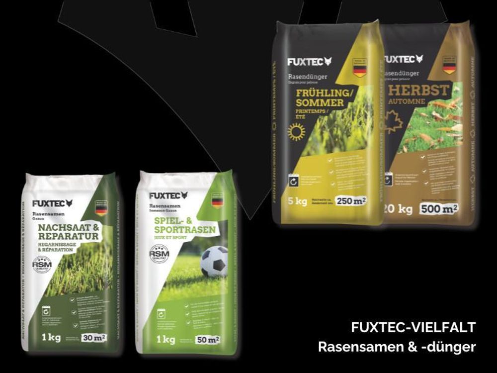 FUXTEC Rasendünger Frühling/Sommer FX-RDFS10 | stickstoffbetonter Rasendünger | 10 kg für ca. 500m² | Langzeitwirkung |  Germany
