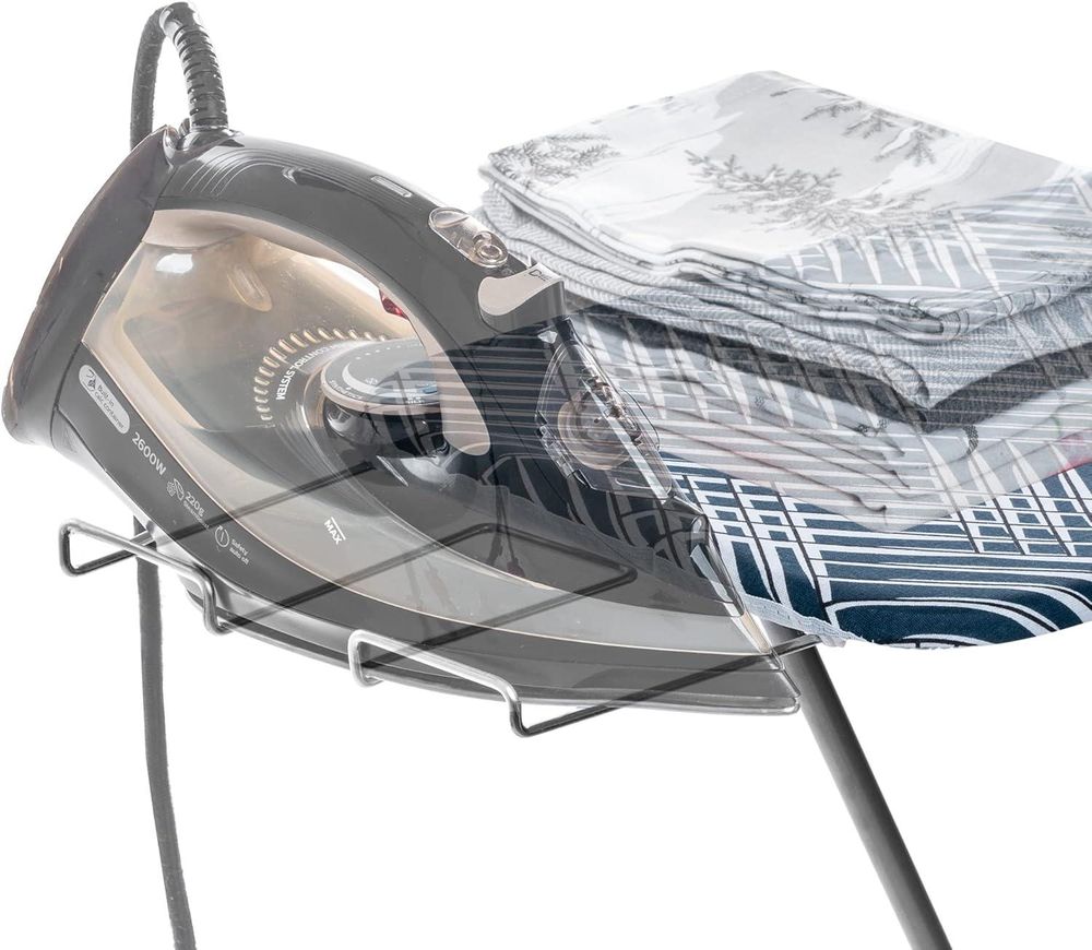 KADAX Bügelbrett mit Fach "Habo", Dampfbügeltisch, 104 cm, Geometrisches Muster