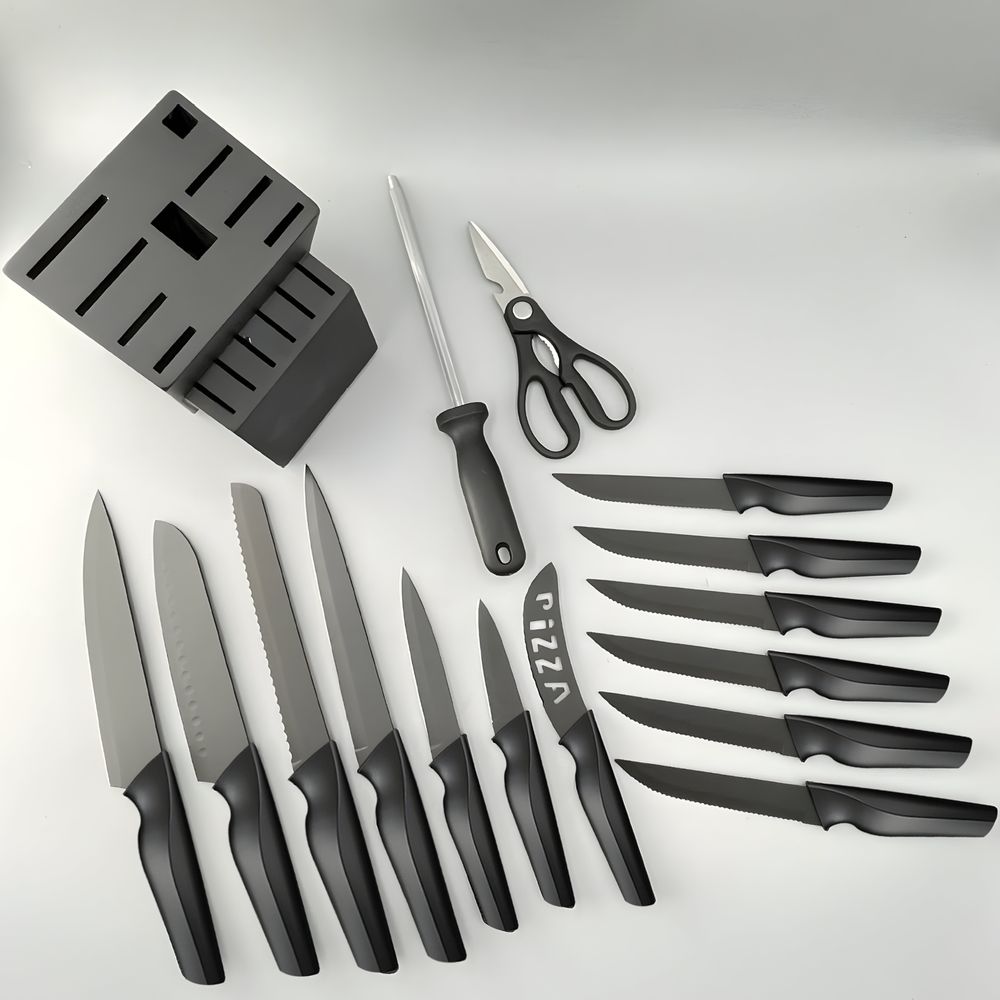 Kochmesser 16er Set Messer Küchenmesser Laser Muster Scharfes Japanisches Santokumesser Hackbeil Schneiden Allzweckmesser Ultrascharfe Klingen Retoo