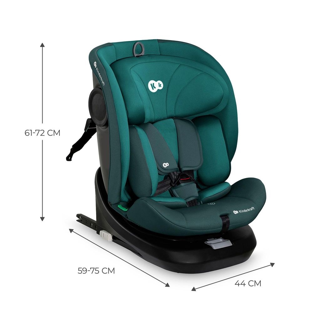 Kinderkraft I-GROW i-Size - Kindersitz 40-150 cm - 360° - RWF/FWF - H-GUARD - ISOFIX - TOP TETHER - 5-Punkt-Gurt - Verstellbare Kopfstütze - Blau