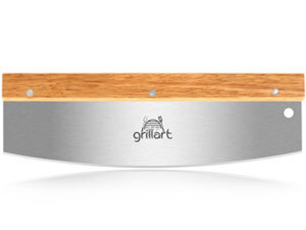 grillart® Premium Pizzamesser – Extra scharfer Edelstahl Pizzaschneider mit Holzgriff