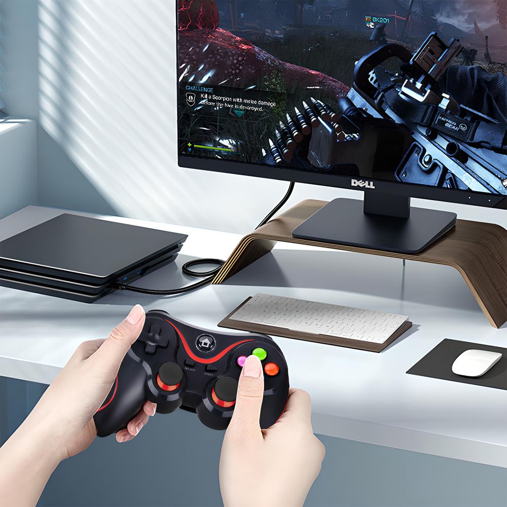 Gamepad mit Handy-Clip Kabellose Wireless Bluetooth Controller PS4 Xbox Android iOS Windows Mac Smartphone Tablet PC Phone Halter 400mAh Akku Retoo