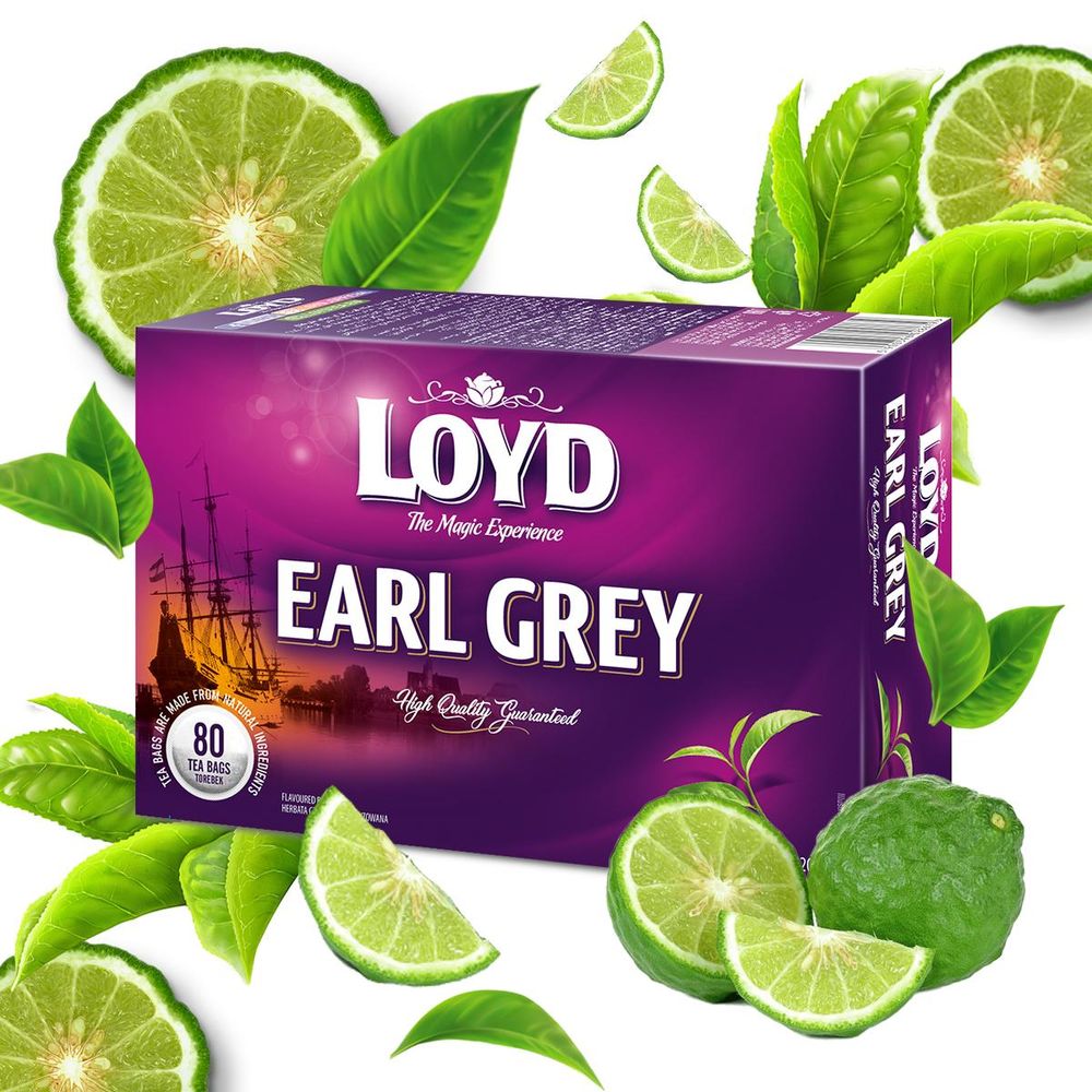 Loyd Earl Grey - 80 Torebek Herbata Czarna Ekspresowa Duże Opakowanie Premium