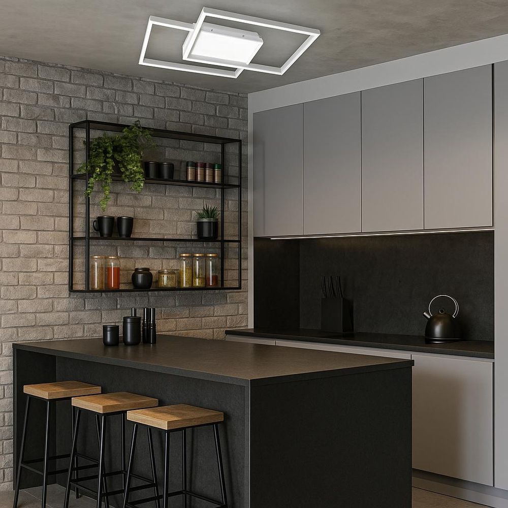 MasterLED Deckenleuchte – 42×30×6 cm – Weiß – Aufbau – smarte wohnzimmerlampe dimmbar mit Fernbedienung – LED Deckenleuchte Galaxis Polaris