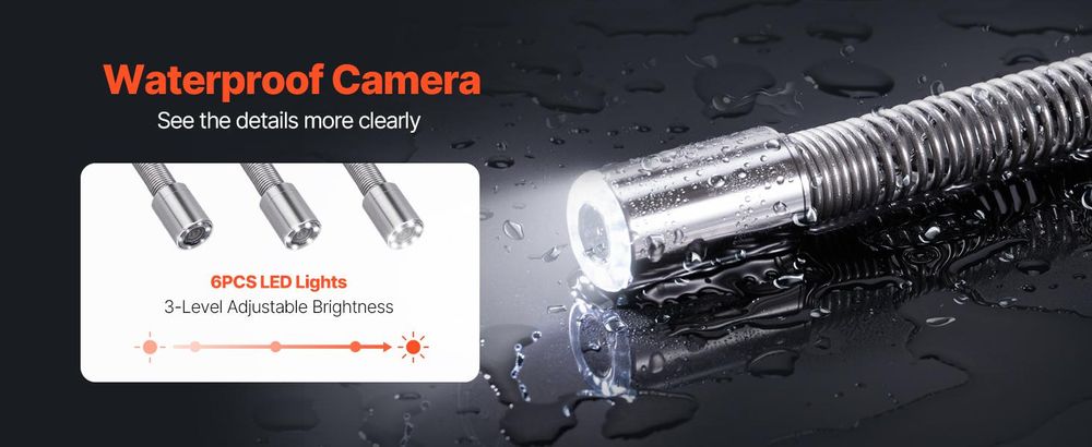 VEVOR Kanalisationskamera, 50 m lange 4,3-Zoll-Rohrinspektionskamera, 3-facher Zoom und 8500-mAh-Akku, IP68 wasserdichte Kanalsanierungskamera