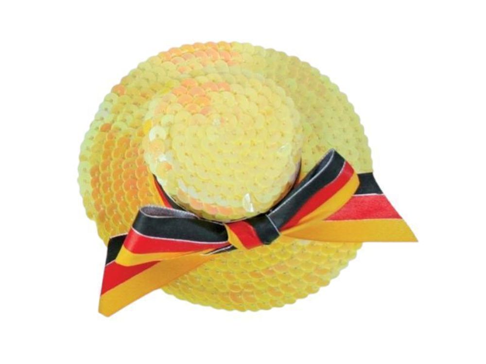 Minihut "FAN" mit Haarclip, Deutschland, Fahne, Paillettenhütchen (Schwarz)