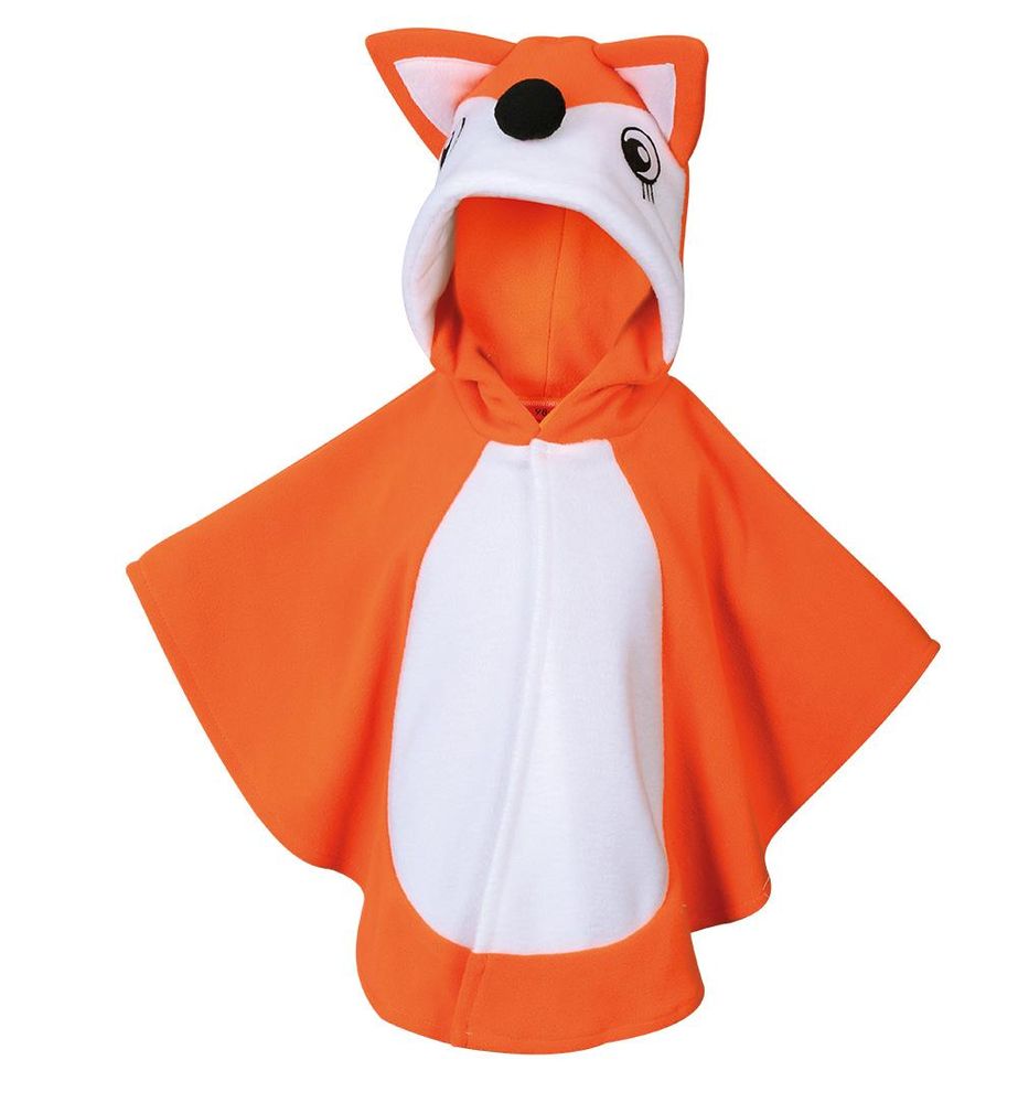 Kostüm Outfit Cape Fuchs Umhang Waldtier mit Kapuze und Ohren für Kinder