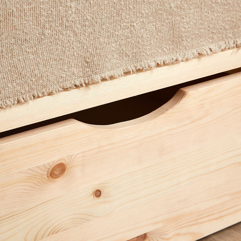 Homestyle4u Holzbett Palettenbett 90x200 mit mit Lattenrost 2 Bettkästen Natur Futonbett Palettenmöbel Bett Massivholzbett