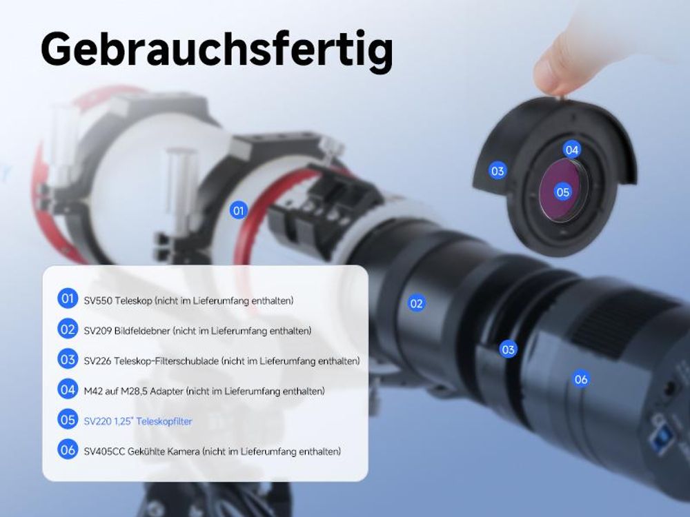 Svbony SV220 Teleskopfilter, SII & OIII, 7 nm Dualband 1,25" Nebel Filter, 88% Spitzendurchlässigkeit, OD5 Cut Off Tiefen, Emissionsnebeln Abbildung