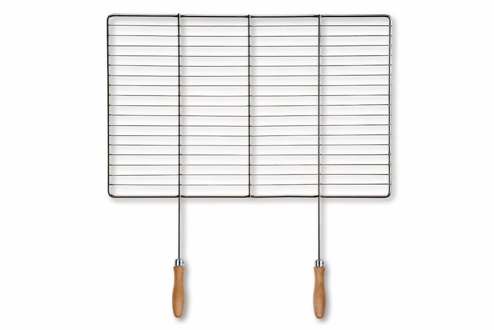 DEOS Grillrost aus Edelstahl 53 × 38 cm mit Holzgriffen – Detailansicht