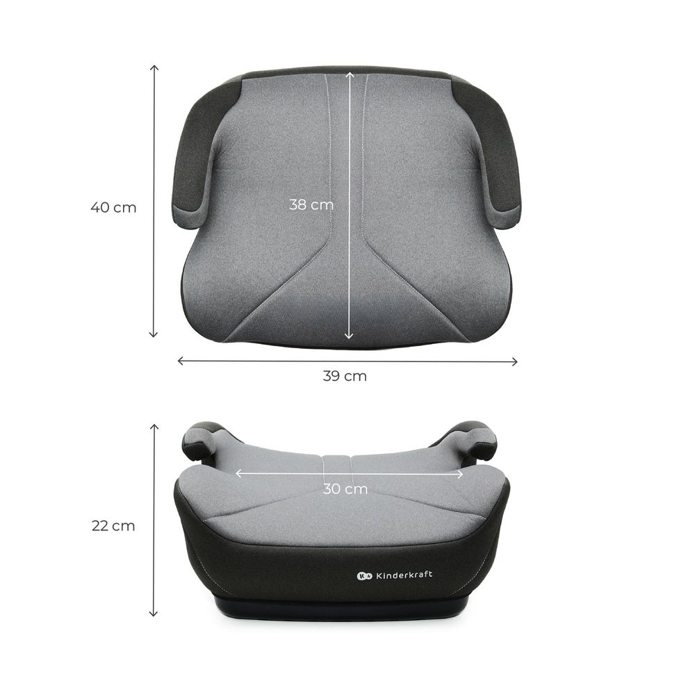 Kinderkraft I-BOOST 2 i-Size Autositz 125–150 cm, R129, 1,2 kg, ultraleicht, mit Armlehnen & abnehmbarem Bezug, Grau