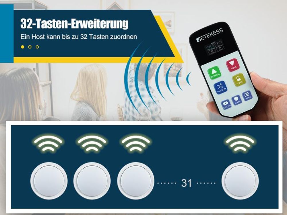 Retekess TM102 Wireless Buzzer System, Spiel Summer, Countdown Rush und Zufallsmodus, Warnung bei Niedrigem Batteriestand, für Wettbewerbe, Quiztests