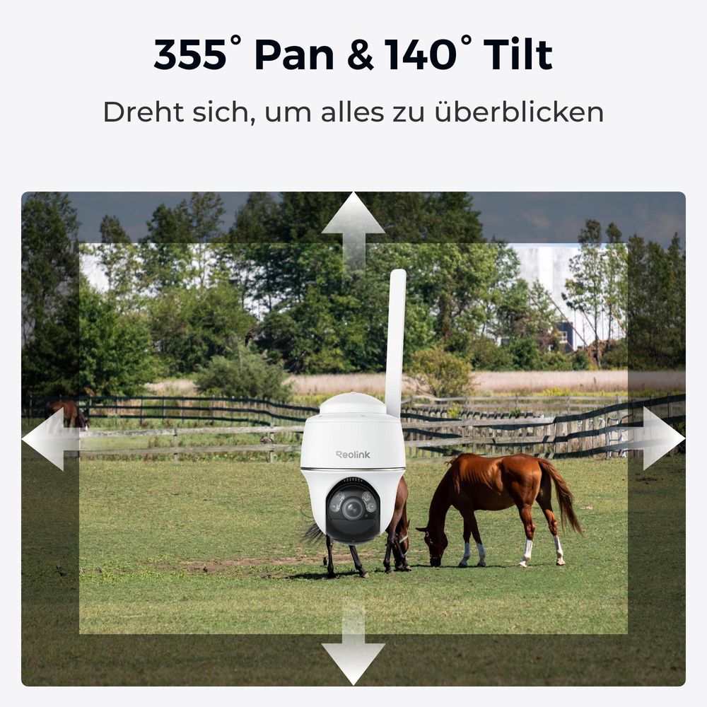 Reolink Go PT Plus+Solarpanel, 2K+ 5MP 4G LTE Batterie Überwachungskamera , Schwenken & Neigen, Kein-WiFi, SIM-Kartenslot, 32GB SD Karte, 2 Pack
