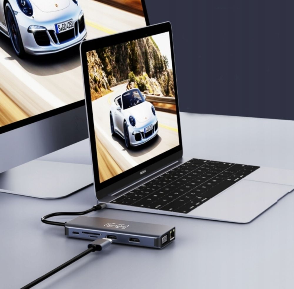 Adapter - 12-in-1 USB-C Hub - 2x HDMI - VGA - USB 3.0 - Gigabit Ethernet - SD - LAN - Audio - fur Windows