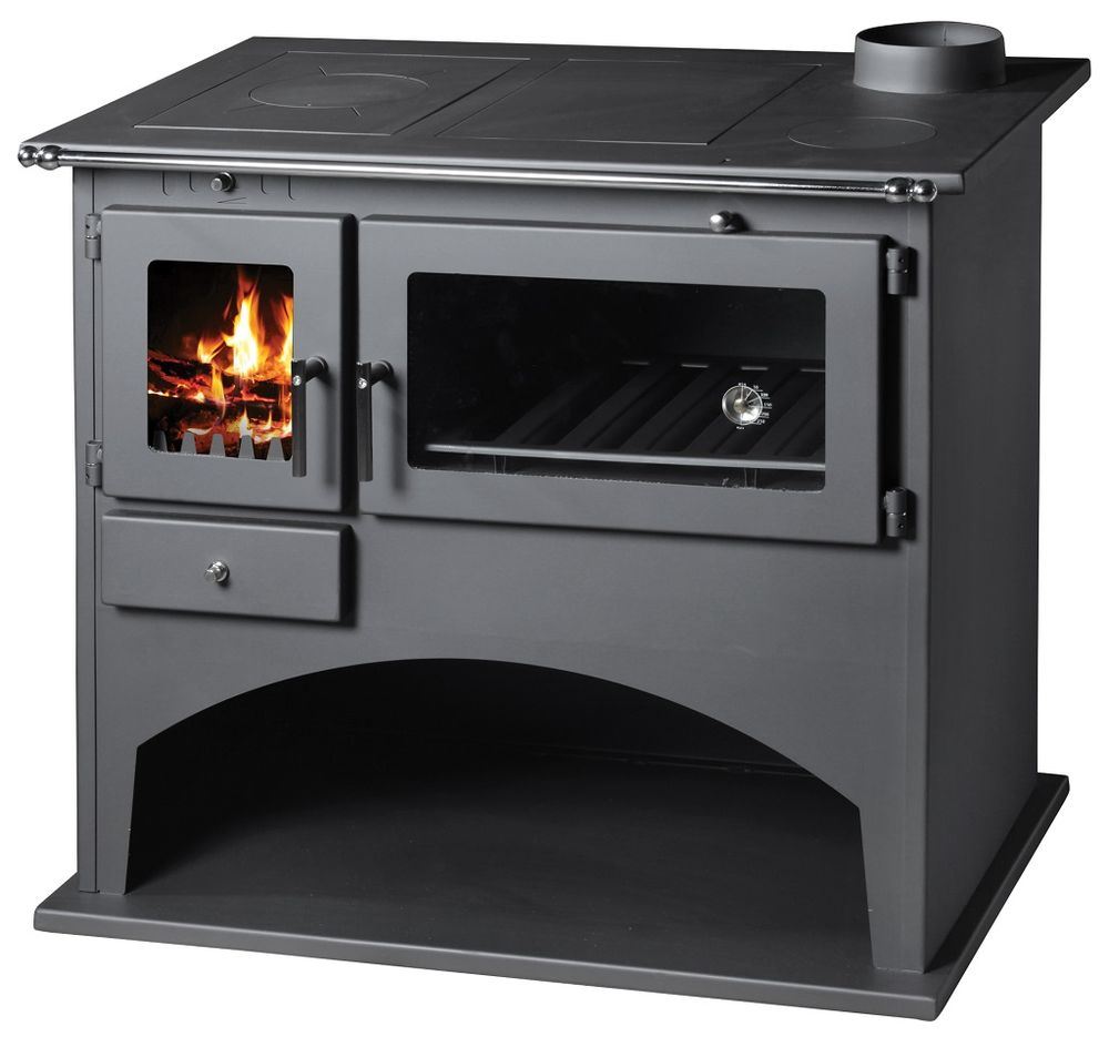 Kaminofen mit Backfach und Herdplatte 25071 Werkstattofen Viki 10,5 kW Mehrfachbelegung Kamin Hüttenofen Ofen