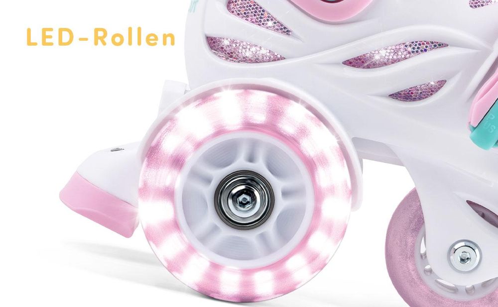 CARIBOO Einstellbare Größe Kinder-Inlineskates Inliner Cariboo Ballerina LED-Räde Rosa - XS