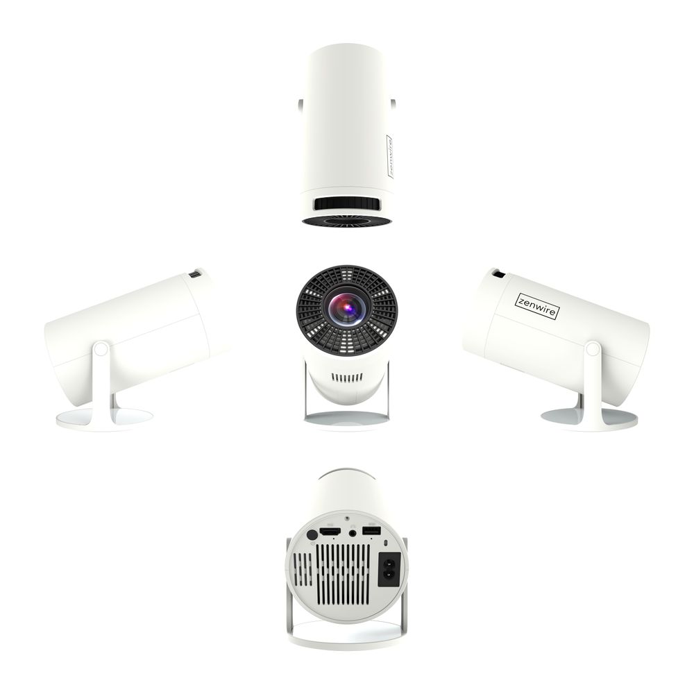 Tragbarer Mini-Projektor - Android 13 - WiFi - Drehbarer Projektor - Full HD 4K - Bluetooth - Autokeystone 4d - Zenwire R1