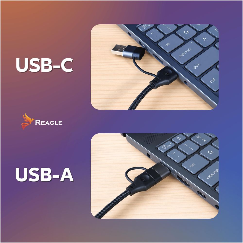 Festplattenkabel USB C USB A auf Micro USB B 3.2 10Gbps 0.5m Reagle 2 in 1 Schnelles Datenkabel Ladekabel für Externe Festplatte Kamera SSD Schwarz
