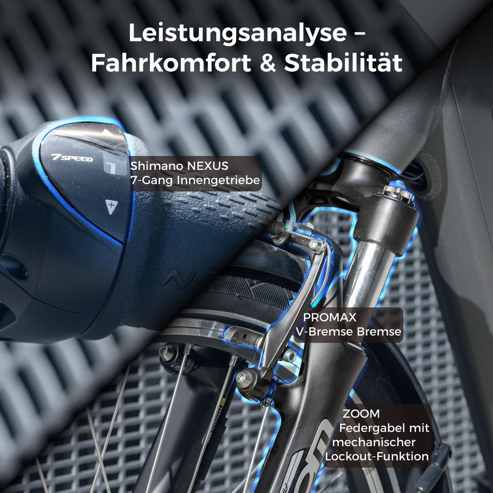SAXONETTE Comfort Plus 4.0,Elektro  , ebike , 418 Wh Intube-Akku große Reichweite für den Alltag, E-Bike, Elektrofahrrad (Rahmenhöhe 50, silber matt)