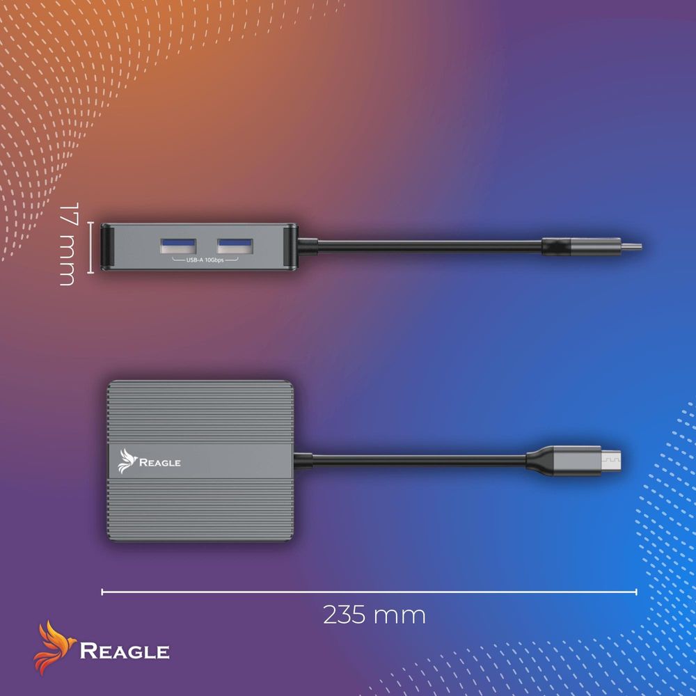 USB C Hub 7in1 Adapter 2x HDMI 4K 60Hz 100W PD Schnellladen 10Gbps USB 3.2 Gen2 Gigabit LAN Netzwerk für MacBook Air Pro Laptop Windows Reagle
