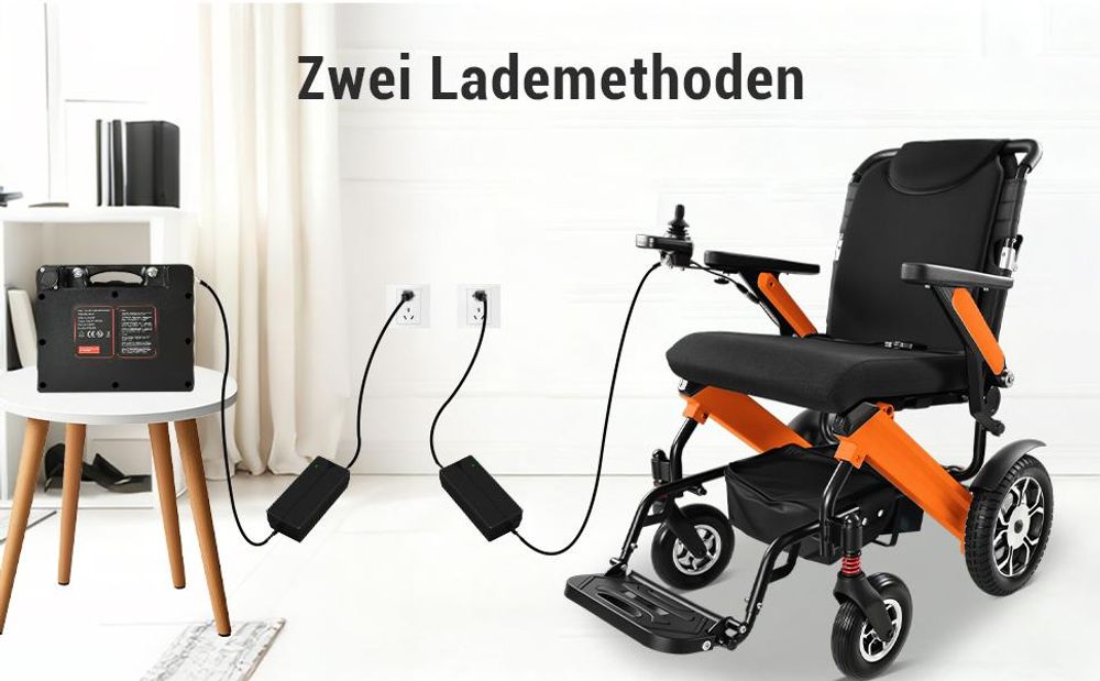 Elektrorollstuhl faltbar mit Joystick, Faltrollstuhl für Senioren, 24V Akku, Komfortsitz, Armlehnen, Fußstützen, bis 150 kg, Pflege