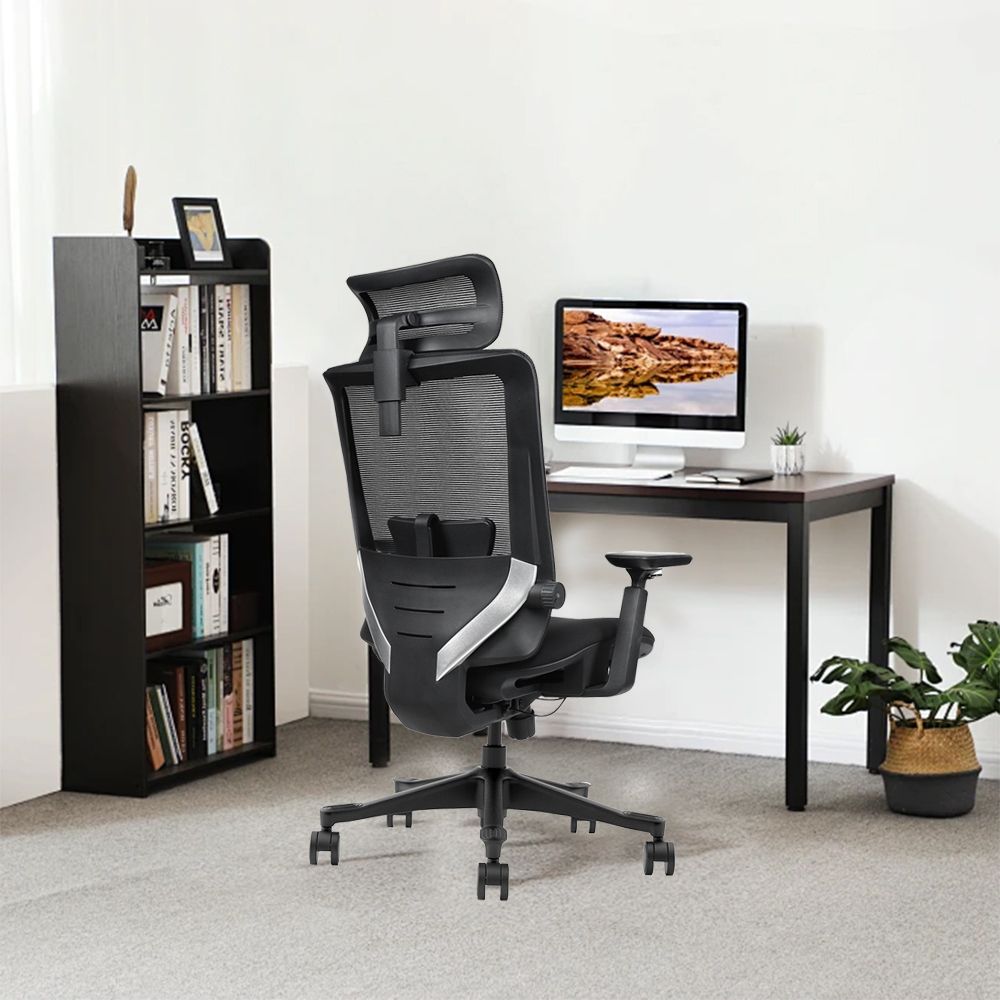 HDeye SM6 Bürostuhl, Ergonomischer Stuhl, Multifunktionales verstellbares Design, schwarz