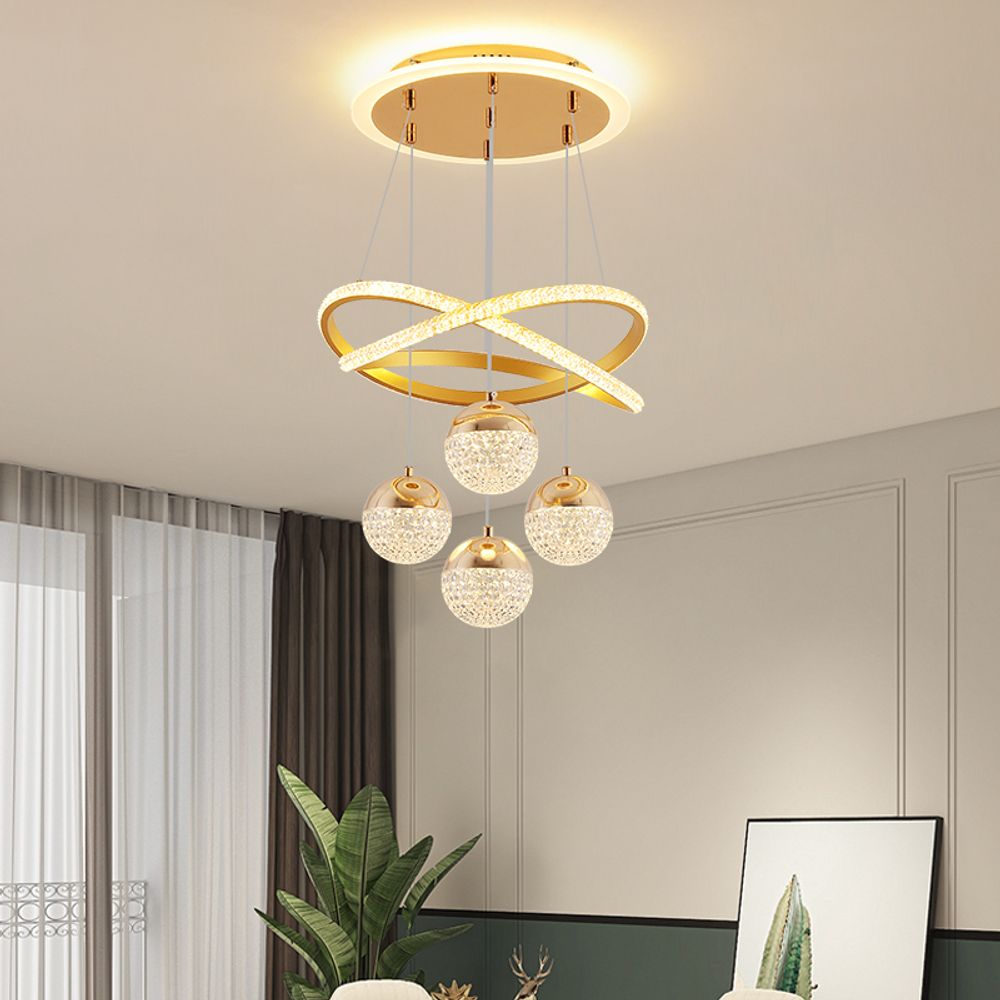 LED Kristall Kronleuchter 54W Einstellbare Edelstahl Pendelleuchte Dimmbare mit Fernbedienung Hängelampe für Schlafzimmer Wohnzimmer Esszimmer, Restaurant