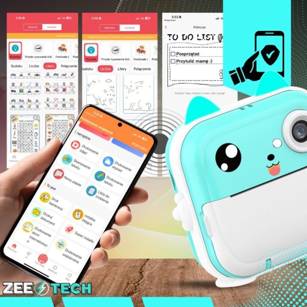 Sofortkamera Für Kinder Mini Drucker + 11 Rollen + Aufkleber