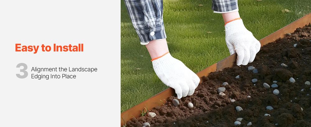 VEVOR Stahl Landschaftsrand, 6 Pakete 40 x 8 Zoll wetterbeständiger & vorgerosteter Metall-Landschaftsrand, biegsamer Gartenrand, Haifischspitze, Rasenrand für Blumenbeet, Gartenweg-Trenner, 40x4.5 Zoll, Tine-a
