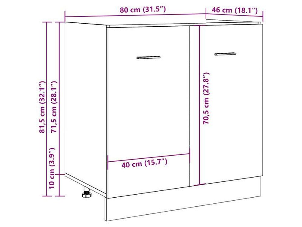 vidaXL Spülenunterschrank Lyon Betongrau 80x46x81,5 cm Holzwerkstoff