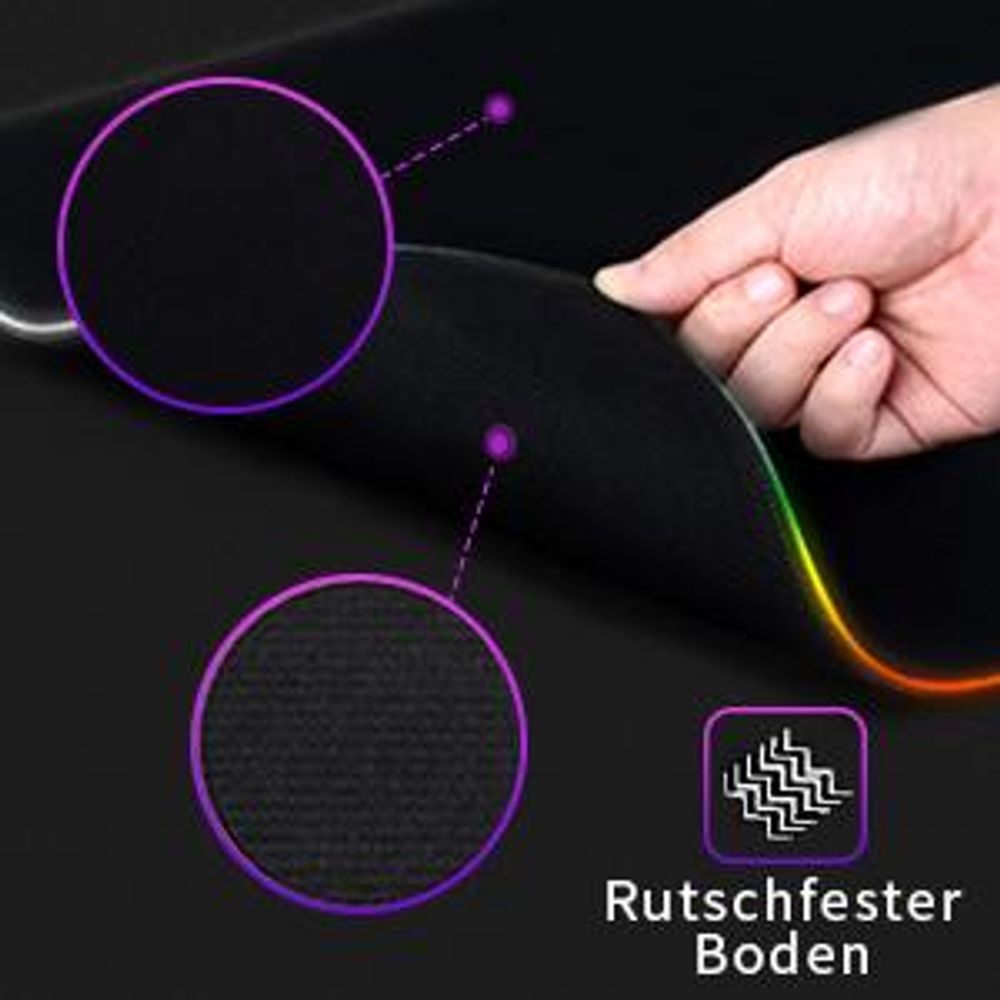 Gaming Mauspad, RGB Mousepad, 800x300mm Groß LED Schreibtischunterlage, LED Multi Color, 14 Beleuchtungs Modi