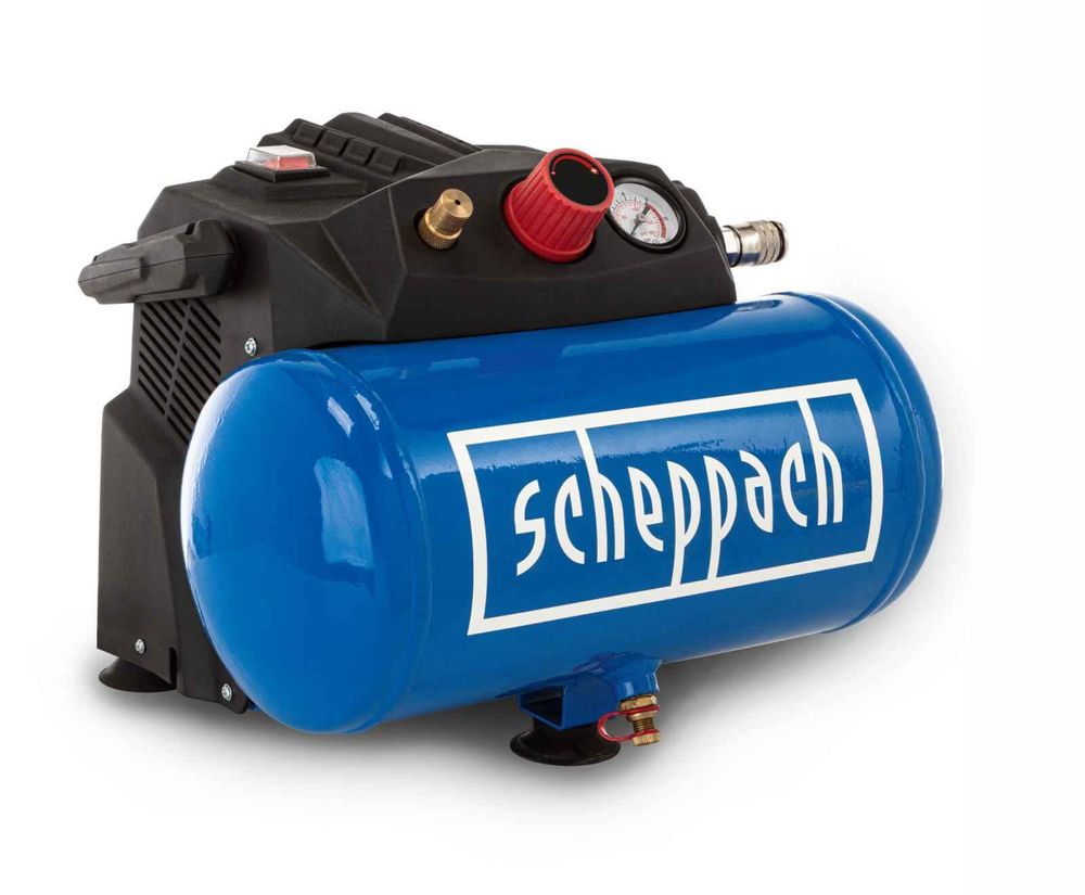 Das Bild zeigt einen Druckluftkompressor von Scheppach.