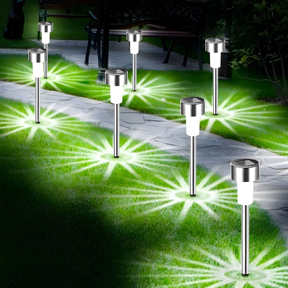 Solarlampen für Außen aus Edelstahl 12-tlg, LED Solarleuchte, Bodeneinbaustrahler Solar Bodenleuchte, Bodenlampe, Wetterfest, Kaltweiß Retoo
