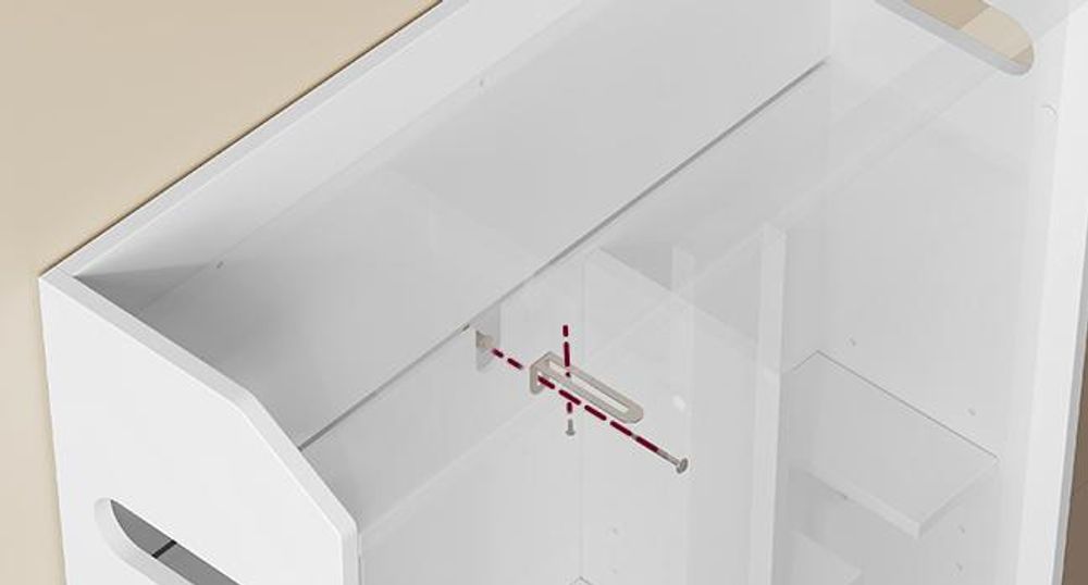 VASAGLE Badezimmerschrank, Badschrank platzsparend, Toilettenrollenhalter, Toilettenbürstenhalter, Schiebetüren, verstellbare Einlegeböden