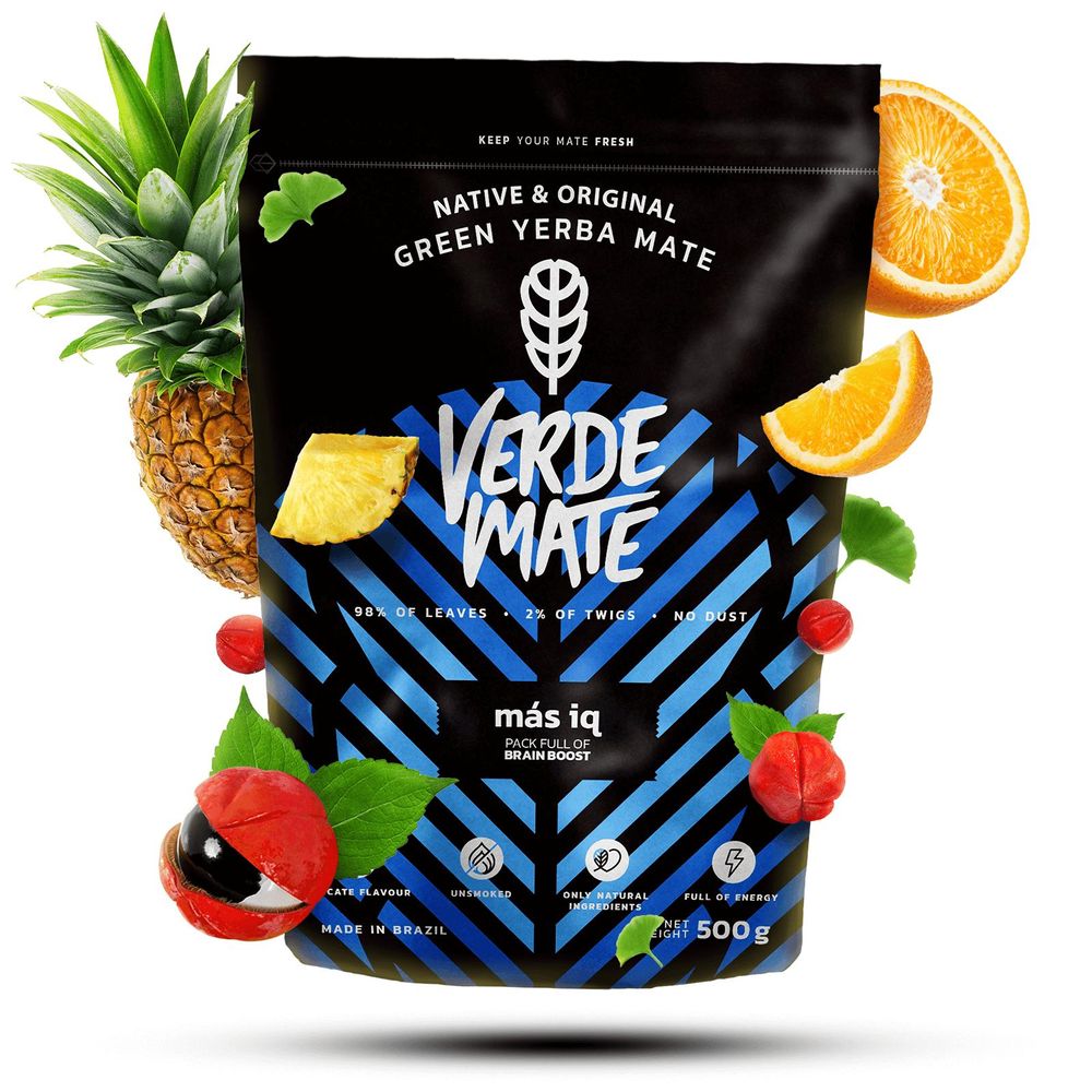 Verde Mate Green Más IQ Yerba Mate, 500g Packung mit Ananas und Orange