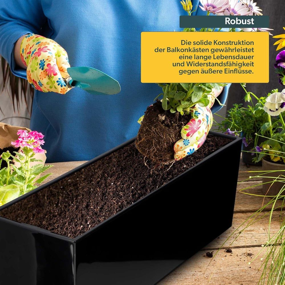 KADAX Blumentopf mit Einsatz "Fontana", 56 cm, Mit Halterungen, Glattemuster, Schwarz