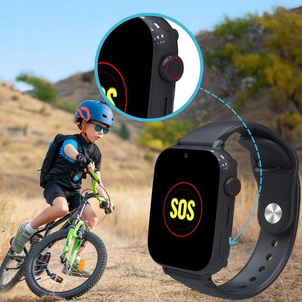 Forever, Kinder-Smartwatch mit WLAN GPS und 4G Anrufen Look Me, Schwarz