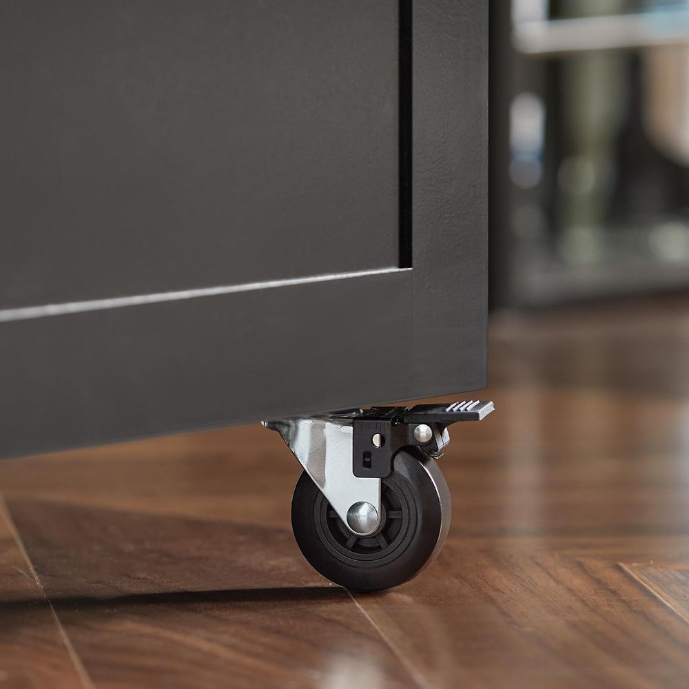 SoBuy Küchenwagen zum Rollen Servierwagen Beistellwagen Rollwagen mit 3 Ablagefächern Rollwagen Für Küche, Wohnzimmer, Esszimmer Schwarz FKW75-SCH