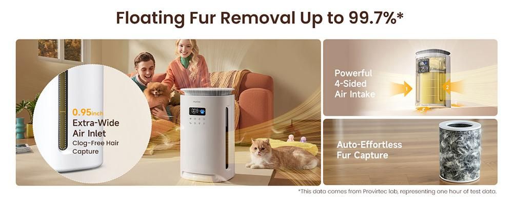 Provirtec Pawtent AP‑12 Luftreiniger für Haustiere – HEPA 13, 99.9% Filterung, leise, ozonfrei, 2000 sq. ft