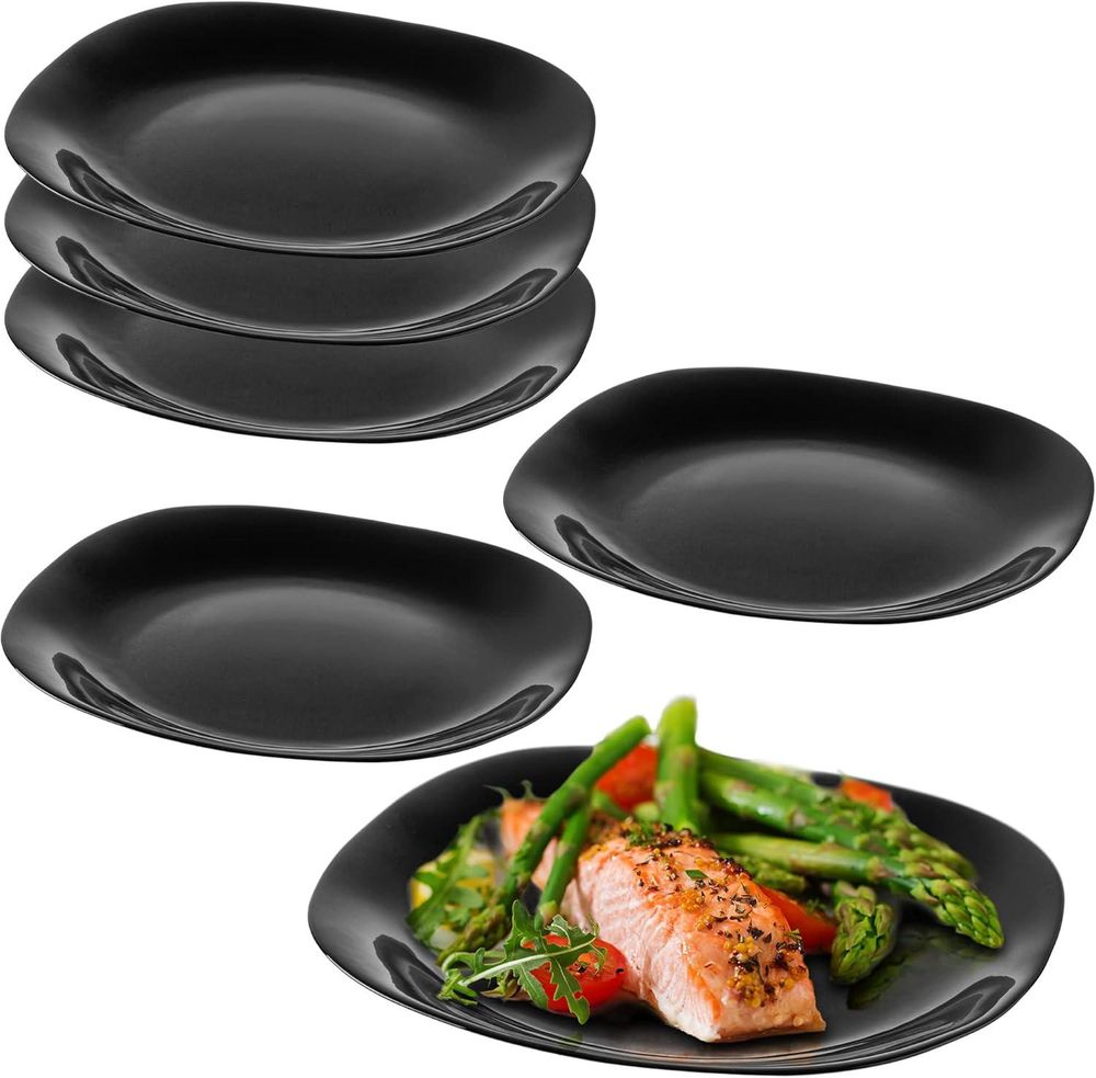 KADAX Speiseteller "Moiano", Essteller-Set aus Glas, Schwarz, 6 Stück