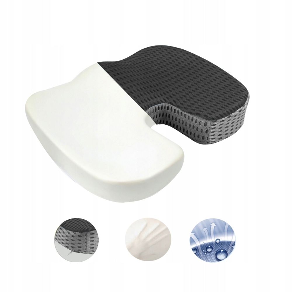 Orthopädisches Sitzkissen aus Memory-Schaum - Schwarz - Ergonomisches Kissen für Sessel, Autositz, Stuhl - Erhöht Sitzkomfort & Entlastet den Rücken