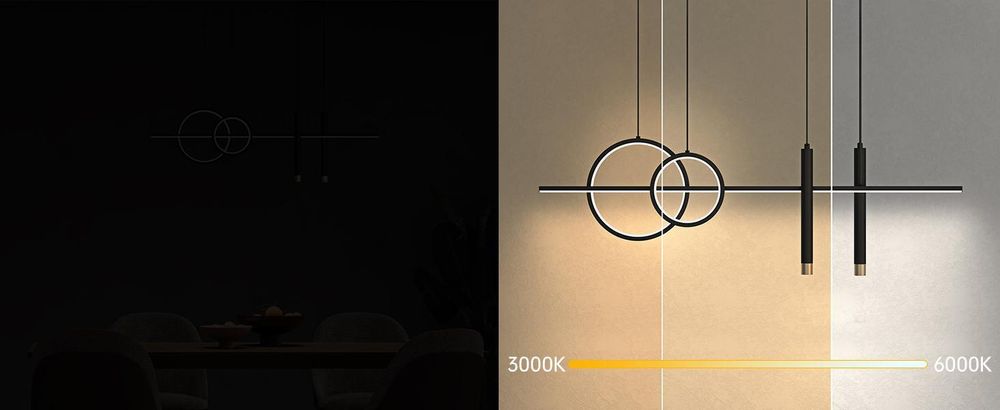 doporro Hängelampe Esstisch 100cm, 30W, Minimalistische LED Pendelleuchte 3000K-6000K, Pendelleuchte für Esszimmer, Gold Luvina09