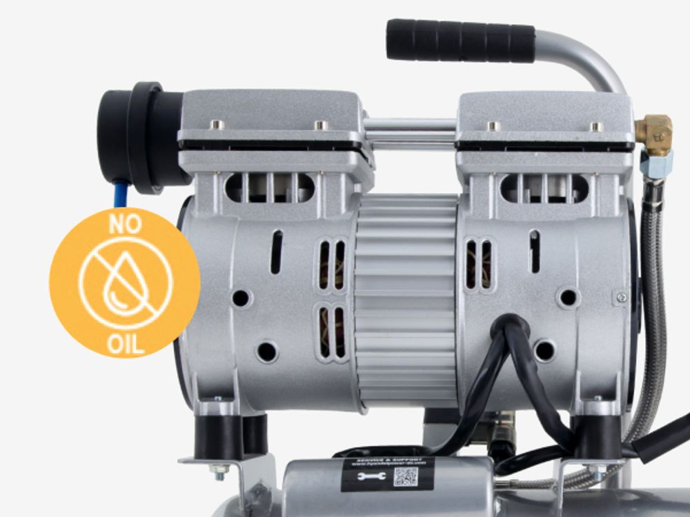 HYUNDAI Silent Kompressor SAC55751 SET (8 bar, 6L, tragbar, ÖLFREI, 59 dB, 550 W / 0.75 PS)