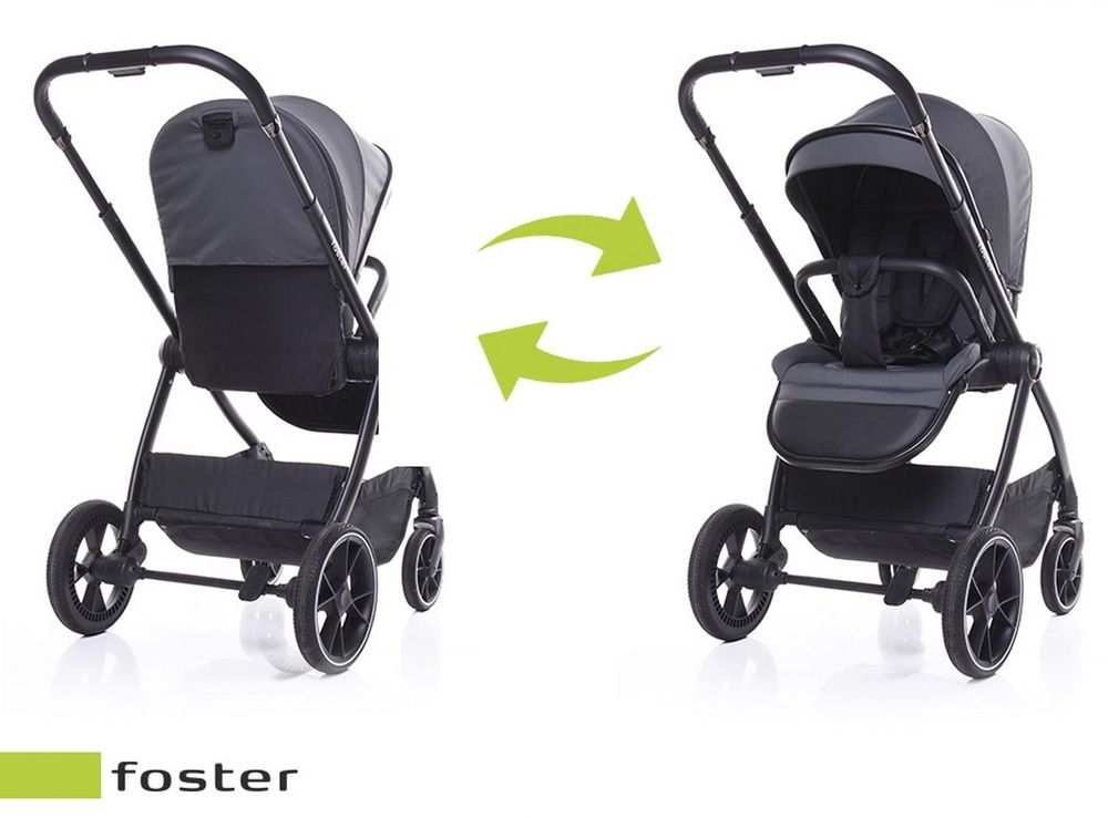4Baby | Kinderwagen - Buggy Kinderwagen - Grau - drehbarer Sitz - leicht - geländetauglich - mit Einhand-Faltung - komfortabel bis 22 kg - Foster